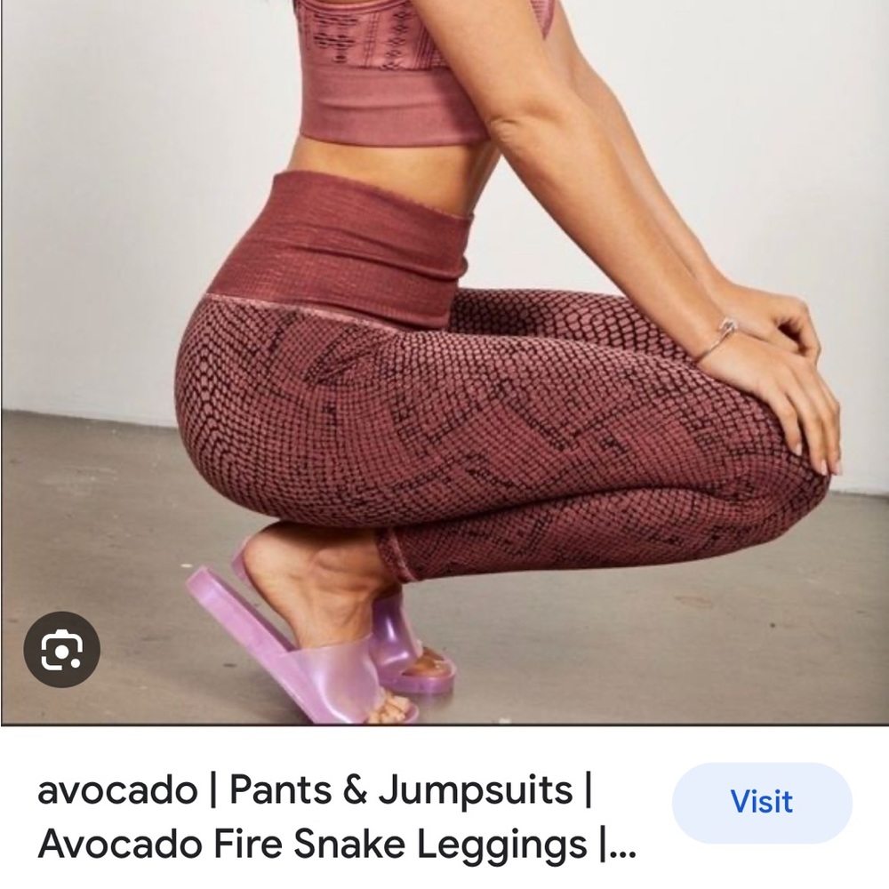 Avocado fire snakeskin leggings